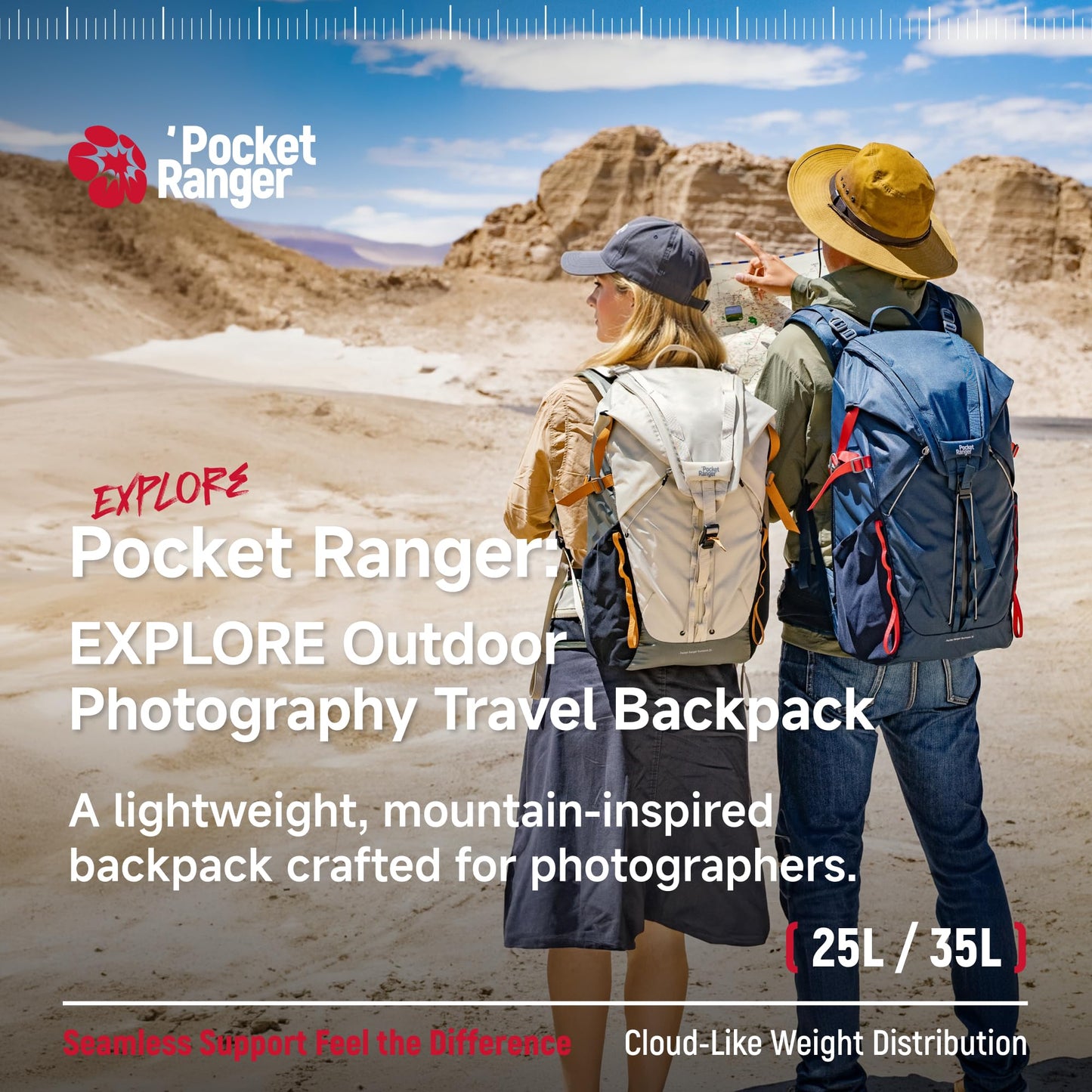 VSGO Pocket Ranger Expandable 25-33L Photography & Outdoor Backpack – Lightweight Camera Bag for Hiking, Mountaineering, Travel