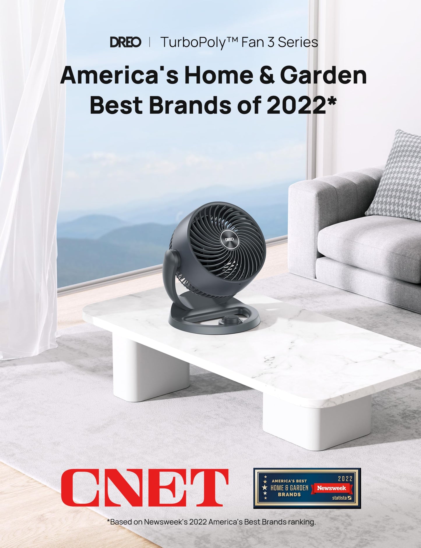 Dreo Fan for Bedroom, 12 Inches, 70ft Powerful Airflow, 28db Quiet Table Air Circulator Fans for Whole Room, 120° Adjustable Tilt, 3 Speeds, Desktop Fan for Home, Office, Kitchen