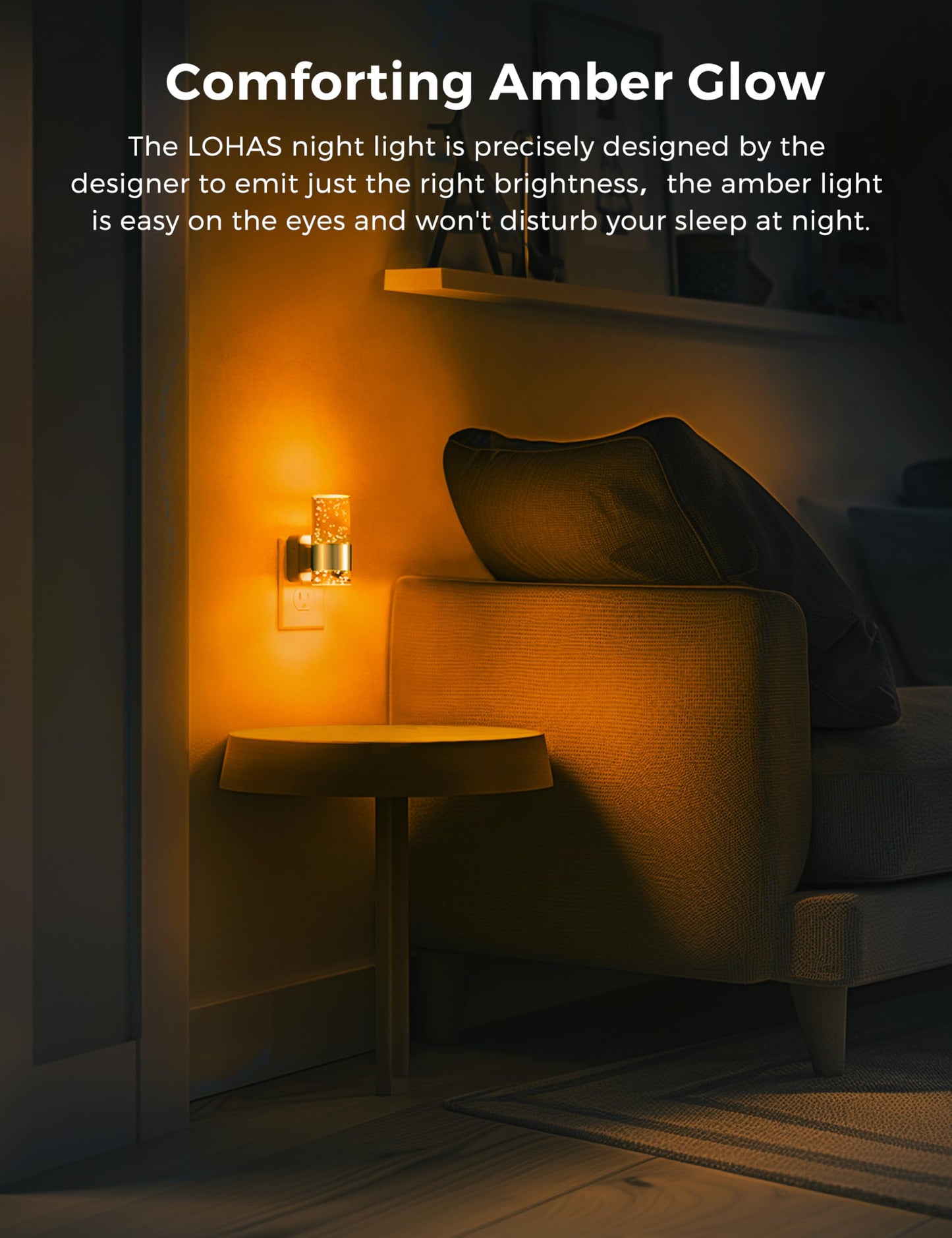L LOHAS LED Night Light,Dimmable Night Lights Plug into Wall, 2 Pack Acrylic Nightlights with 0-100 LM Adjustable Brightness, 3000K Plug in Night Light with Dusk to Dawn Sensor, for Bathroom Hallway