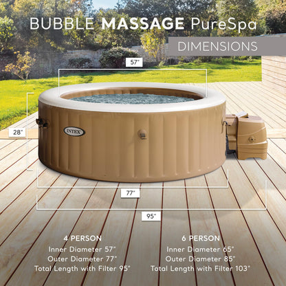 INTEX 28425EP PureSpa Bubble Massage Spa Set: Energy Efficient Spa Cover – Push Button Control Panel – 120 Jets – 4 Person Pool Capacity – 77" x 28"