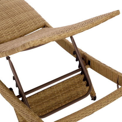 SAFAVIEH Outdoor Patio Furniture Collection – Alex Natural & Taupe Quick Dry Foam Lounger, Adjustable Outdoor Chaise, Modern Curved Design (PAT7545A)