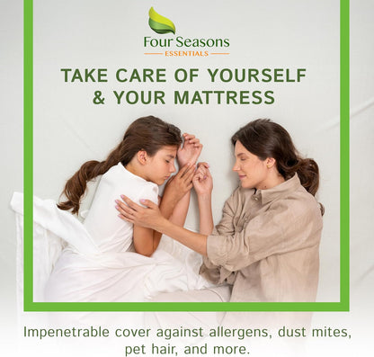 Four Seasons Essentials Twin Size Waterproof Mattress Protector, Quilted Jacquard Pad, Cooling Viscose from Bamboo