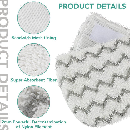 Sgizoku S1000 S2001 Steam Mop Replacement Pads for Shark Steam Mop S1000 S1000A S1000C S1000WM S10001C S1200 & S2001 SteamSpot Steam Mop - Dirt Grip, Washable & Reusable for All Floor Clean - 5Pack