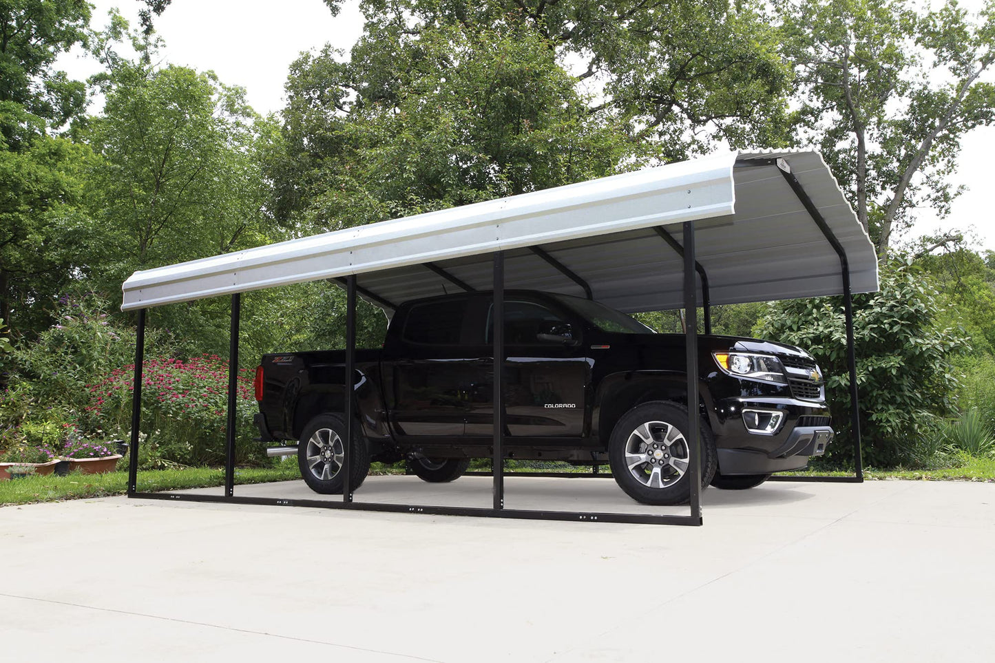 Arrow Sheds Amazon Exclusive 12' x 20' x 7' 29-Gauge Carport with Galvanized Steel Roof Panels and Enclosure Kit, Eggshell