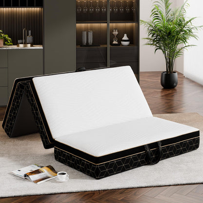 GEMBED Tri-Fold Memory Foam Mattress Queen - 6 Inch Portable Folding Mattress with Handle & Washable Cover, Floor Bed with Non-Slip Base, Space-Saving for Room, Travel, Guest Bed, RV, 78"x58"x6"