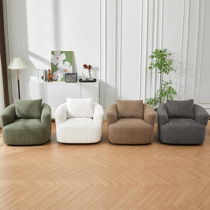 360° Swivel Accent Chair Boneless Barrel Armchair Ergonomic Upholstered Nursery Chair for Living Room Bedroom, Comfy Boucle Fabric