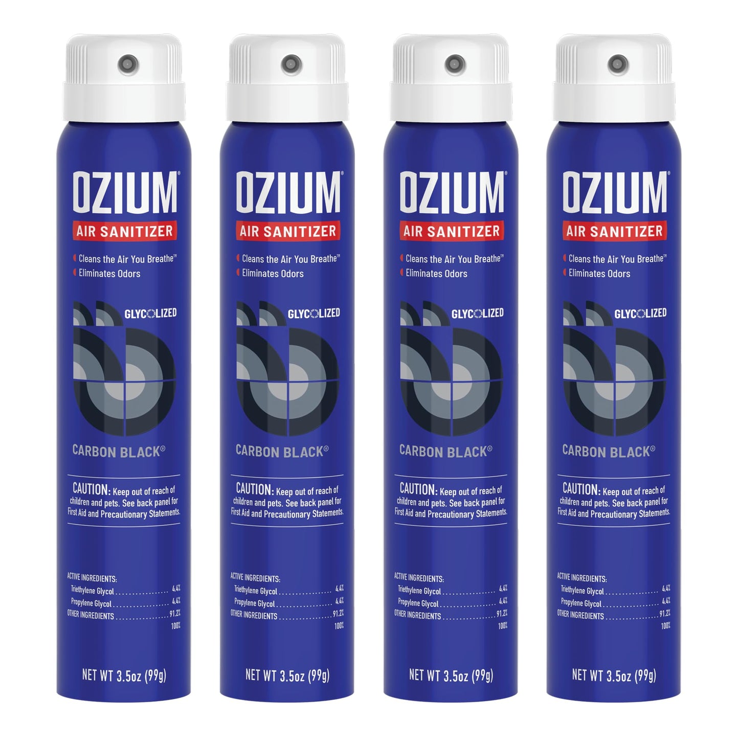 Ozium 3.5 Oz. Air Sanitizer & Odor Eliminator for Homes, Cars, Offices and More, Carbon Black Scent, 4 Pack