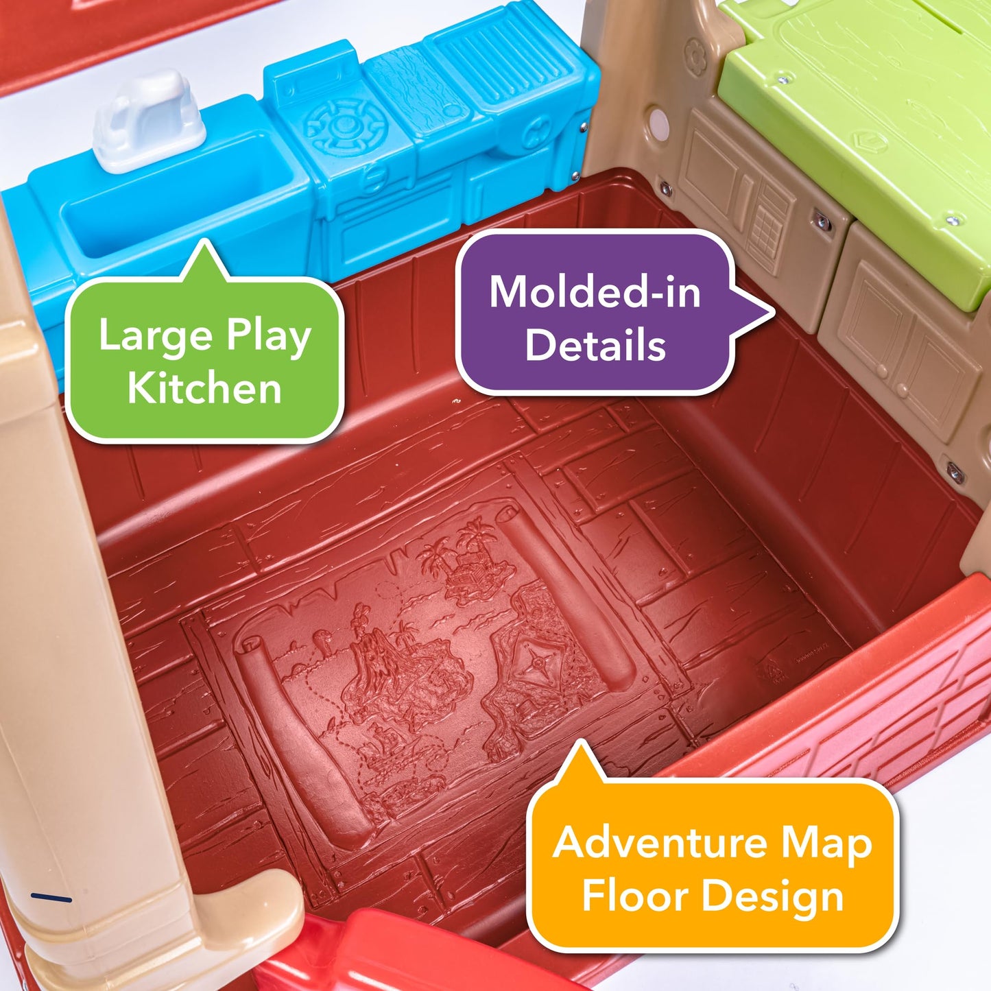 Simplay3 Sunny Slide and Climb Picnic Playhouse - Indoor or Outdoor Backyard Playset for Kids with Kitchen, Picnic Table, Toddler Slide, Working Door, Kids Ages 18 Months to 6 Years