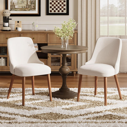 MALOL Dining Room Chair Set of 4, Upholstered Kitchen Chairs with Wood Legs, High-Back Padded Dining Chairs for Dining Room/Restaurant/Cafe, Beige
