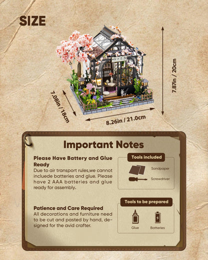 DIY Miniature House Kit, DIY Dollhouse Kit for Adults to Build, Mini Magic House Miniature kit, Model Building Book Nook Diorama Kit, Ideal Gifts for Birthday Christmas(Sakura Greenhouse)