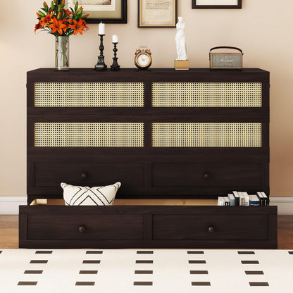 Ball & Cast Hideaway Cabinet Bed Queen Size,Wood Rattan Murphy Bedframe with Storage Drawer,Wall Platform can be Folded up,Space-Efficient Design,for Apartment,Bedroom,Espresso