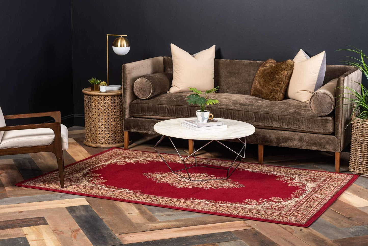 Unique Loom Reza Collection Traditional Persian Style Area Rug, 9 ft 10 in x 13 ft, Burgundy/Ivory
