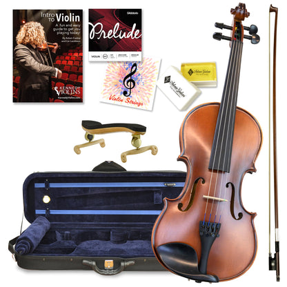 Antonio Giuliani Etude Violin Outfit 4/4 Full Size Clearance By Kennedy Violins - Carrying Case and Accessories Included - Solid Maple Wood and Ebony Fittings AG360