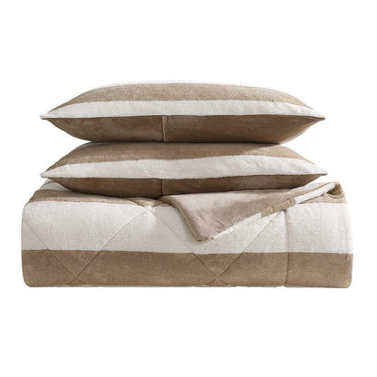 Nautica - Full/Queen Comforter Set, Soft Twill Plush Bedding with Matching Shams, Reverse to Micromink, Medium-Weight, Oeko-Tex Certified (Lawndale Brown)