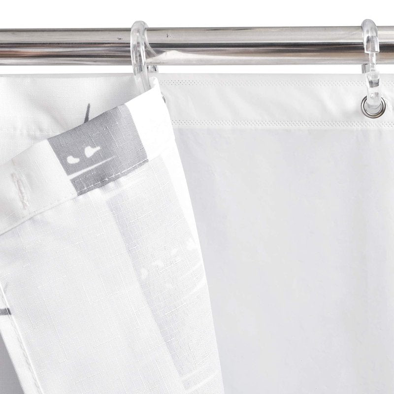 Lush Decor Bird On The Tree Double Swag Shower Curtain with Peva Lining & Rings, Gray, 16 Pieces