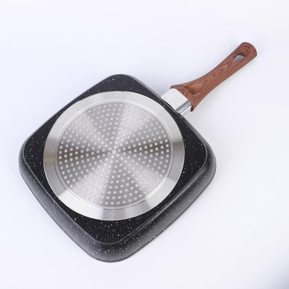 Davnjcka Nonstick 11" Square Grill Pan for Steak, Granite Coating for Gas Induction All Stovetops Compatible (11 X 11 X 1.7 inch)