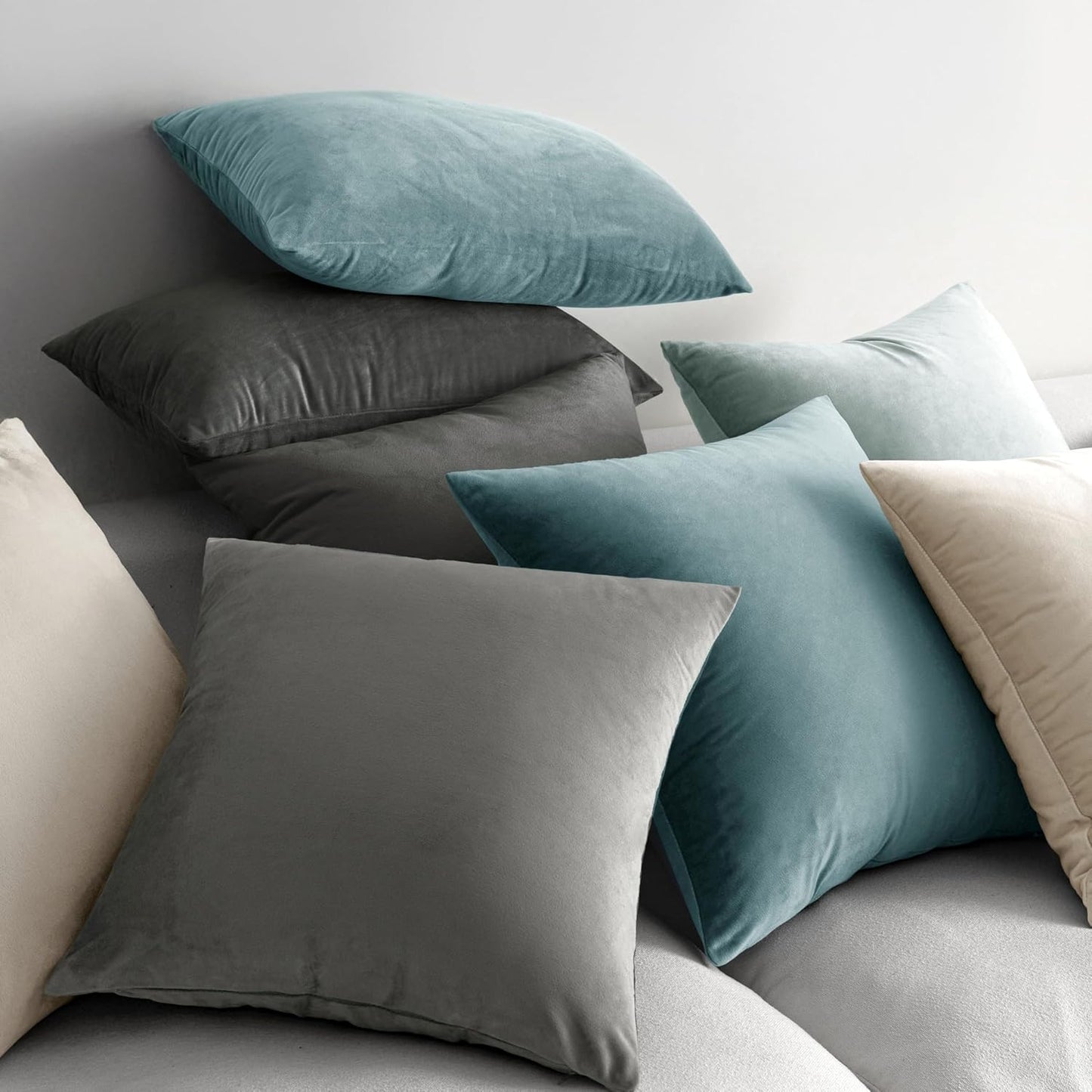 MIULEE Pack of 2 Soft Solid Decorative Square Throw Pillow Covers, Christmas Cushion Case for Couch, 16x16 Inch
