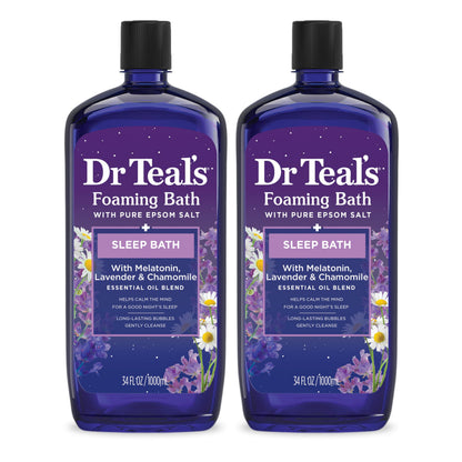 Dr Teal's Foaming Bath with Pure Epsom Salt, Relax & Relief with Eucalyptus & Spearmint, 34 fl oz (Pack of 2)
