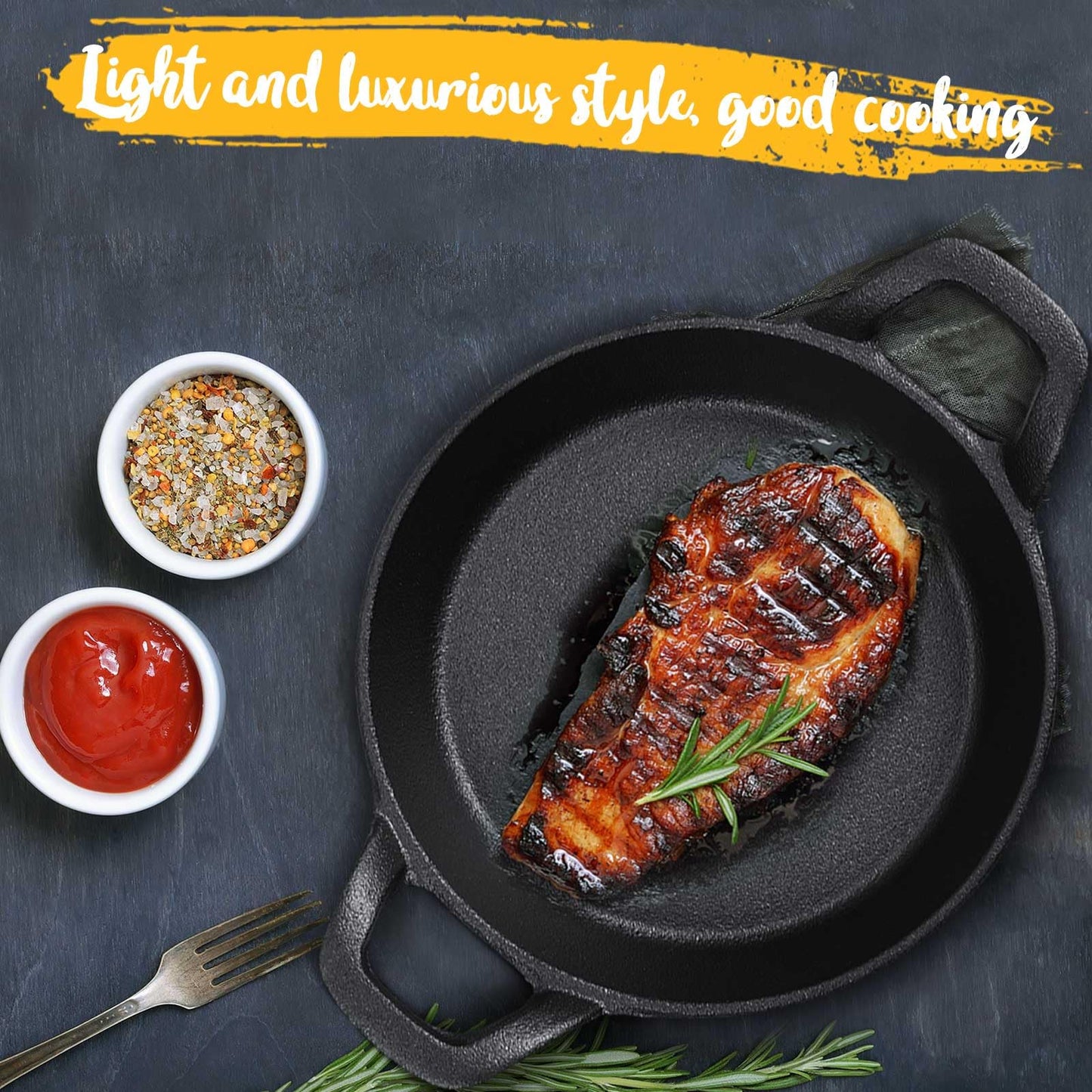 Ziliny Mini Cast Iron Skillets 6.3 x 6.3 x 1.5 Inch Cast Iron Pan Small Ramekin Set Black Casserole Dish Cookware Oven Safe Mini Skillets for Kitchen Indoor Outdoor Picnic (6 Pack)