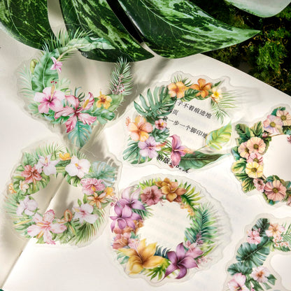 AuriicLeaf Tropical Botanical PET Sticker Set, 120Pcs Floral and Leaf Stickers for Scrapbooking, Journaling, Junk Journal Supplies, and DIY Crafts