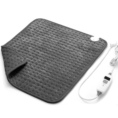 Electric Heating Pad for Back Pain Relief & Cramps - 6 Heat Settings,Auto Shut Off,Moist Heat Options,Portable Heated Pads for Neck/Shoulder Machine Washable Gift for Men Women,Grey,12"x24"