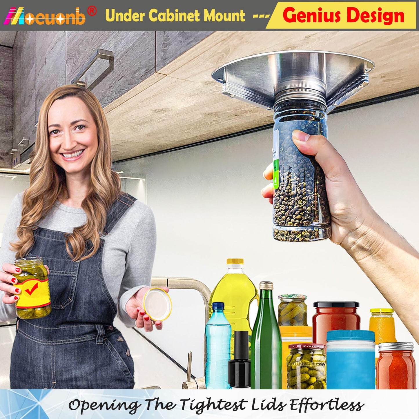 latest Under Cabinet Jar Opener for Seniors, Stainless Steel Jar Opener for Weak Hands, Jar Lid & Bottle Cap Opener Tool, Under Counter Can Opener, One Handed Jar opener