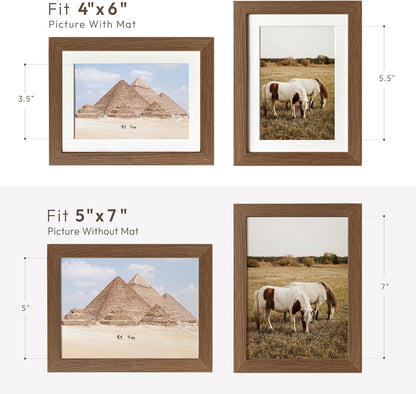 5x7 5 7 4x6(Openning 3.5x5.5), 7x5 5x7 Set 3) Picture Frame, Solid Oak Wood x Photo Frame with Mat to Size is Picture