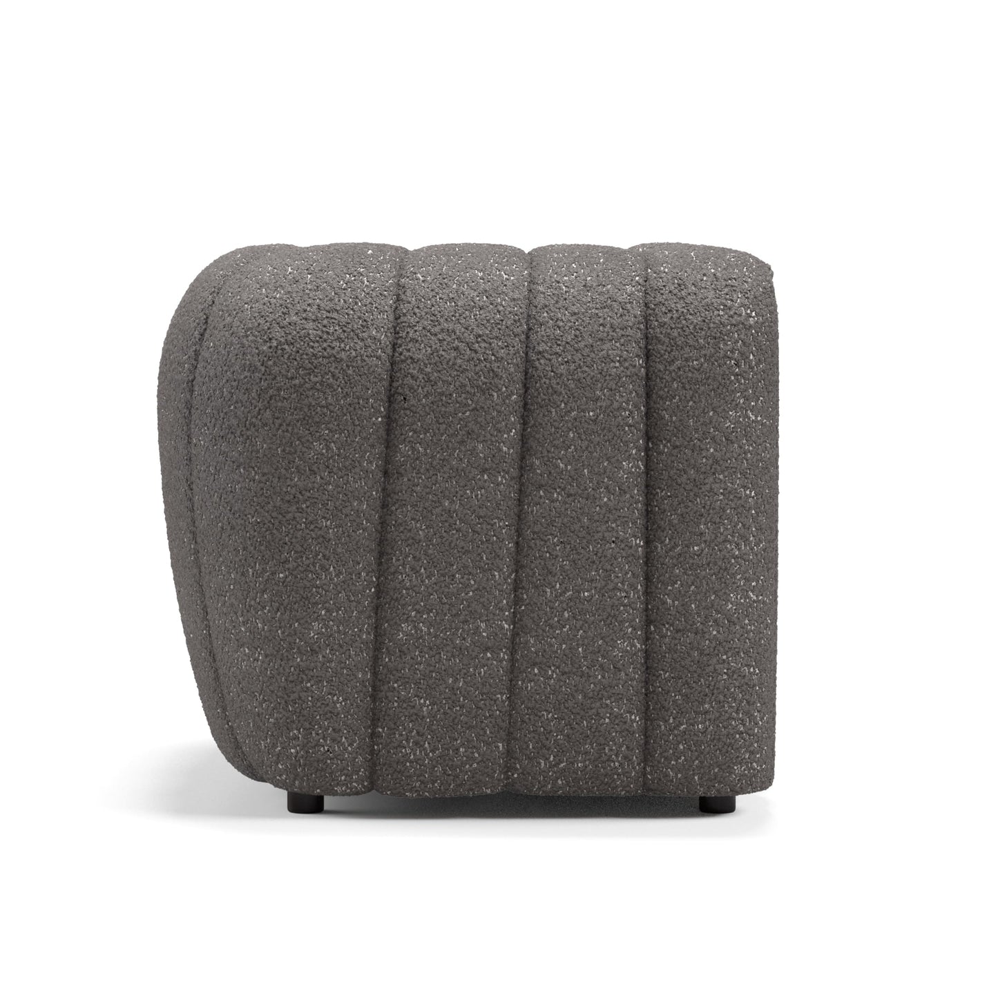 Furniture of America Glamour Contemporary Vertical Channel Tufted Boucle Accent Chair with Wooden Legs, Fabric Upholstered Armchair for Living Room, Bedroom, Office, Charcoal Gray
