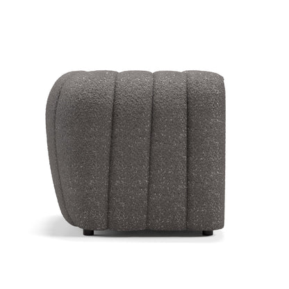 Furniture of America Glamour Contemporary Vertical Channel Tufted Boucle Accent Chair with Wooden Legs, Fabric Upholstered Armchair for Living Room, Bedroom, Office, Charcoal Gray