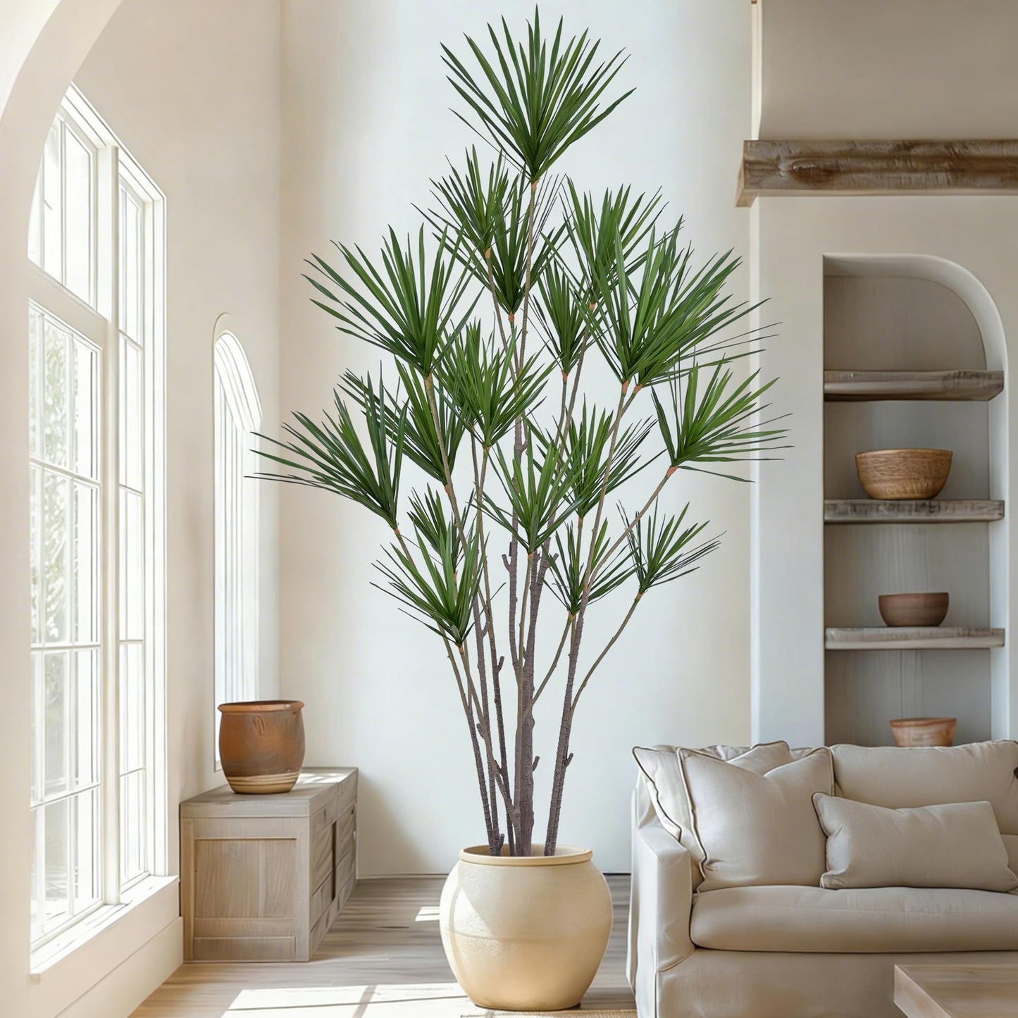 Fsslower Artificial Dracaena Marginata Tree 8FT with 547 Leaves & 19 Heads Tall Large Lifelike Faux Tropical Yucca Plant Madagascar Dragon Tree 96 Inch Black Pot for Indoor Home Office Store Decor