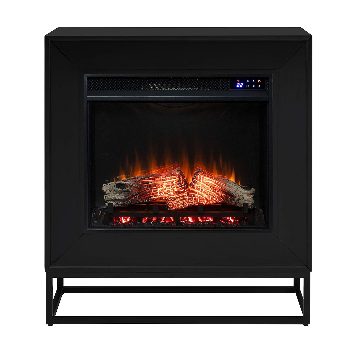 SEI Furniture - Holly & Martin Frescan Contemporary Touch Screen Electric Fireplace - Modern Design, Black Glass and Wood - Ideal for Living Room, Bedroom (FR1063059)