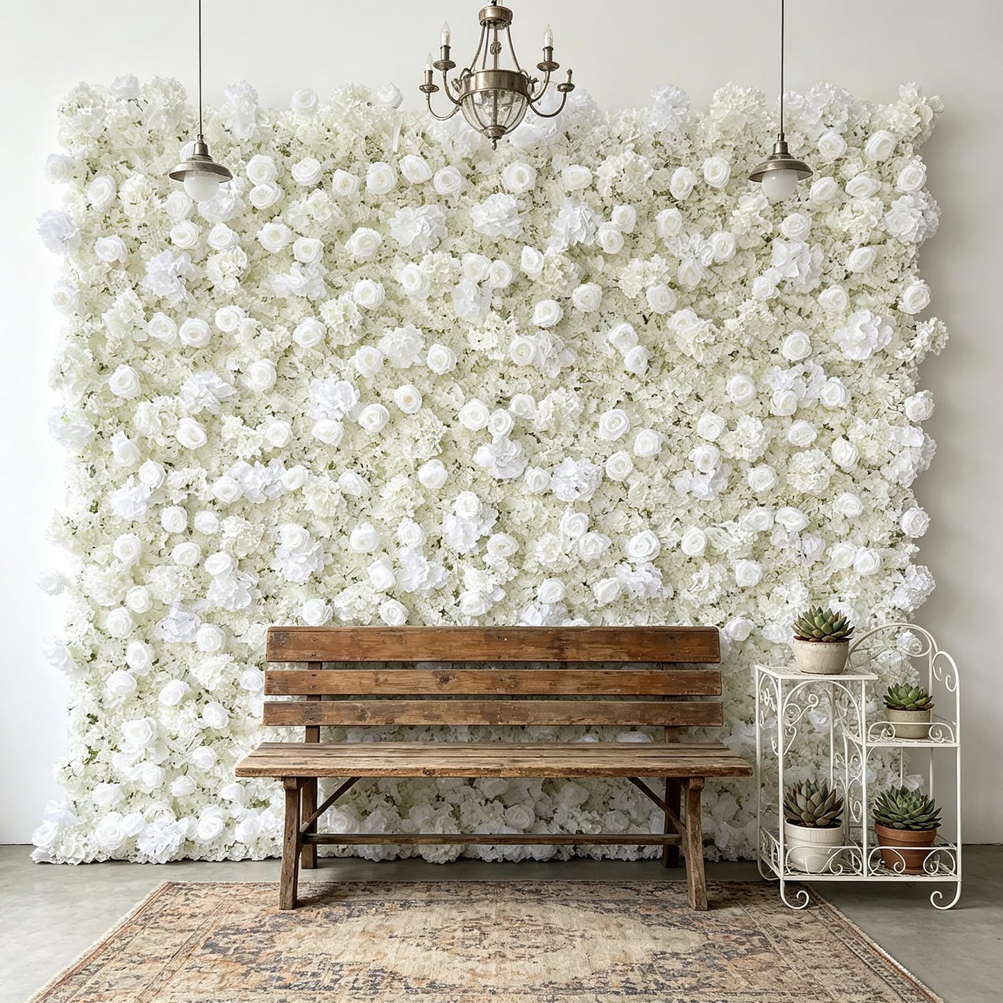 5D White Realistic Rose wall Backdrop, 8×8ft,Artificial Flower wall Panel. Easy to Install and Store, Reusable. Perfect for Weddings, Birthday Parties, and Home Decoration. Withouf Stand