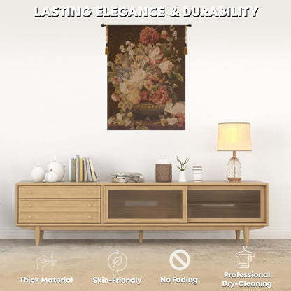 Charlotte Home Furnishings Inc. Bouquet Tulipe Fonce French Tapestry Wall Hanging 37 x 27 Inch Viscose Cotton and Polyester Blend Wall Art Perfect For Wall Decor by Pierre Joseph Redoute