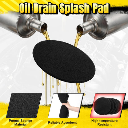 Tallew 6 Pack 15'' Oil Drain Splash Pad Round Anti-Splash Oil Splash Pad, Universal Car Fluid Change Mat Fits Most Drains and Transmission Pans, for Mechanics and Automotive Techs, Black