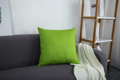 Handmade Decorative Solid 100% Cotton Canvas Throw Pillow Covers, 20"x20", Apple Green - TangDepot
