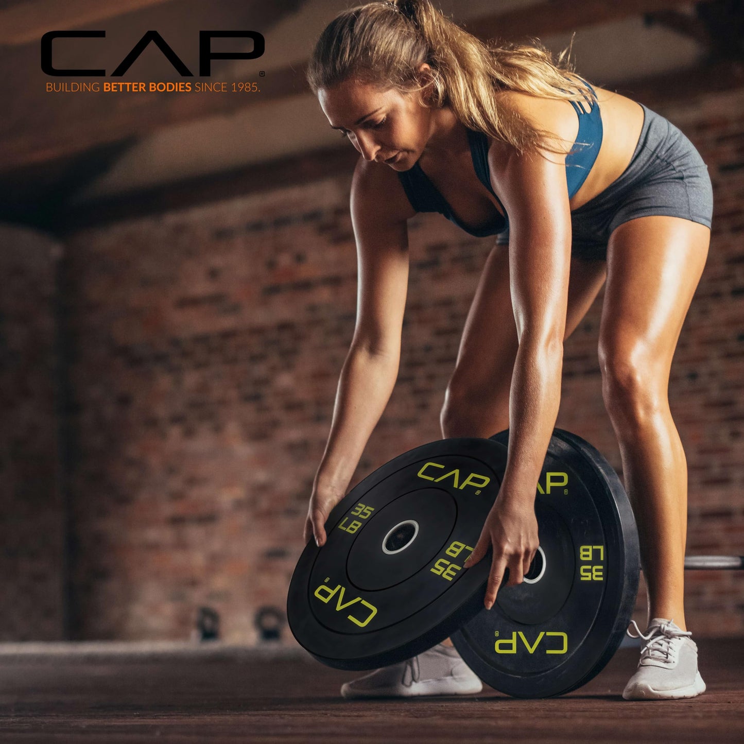 CAP Barbell 260 LB Economy Olympic Bumper Plate Set with Color Logo | Black