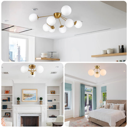 KoKo&Yukina 6 Inch Milk White Glass Globes Shade Frosted Replacement Glass Shades - 2.67" Fitter Opening - Lighting Fixture Replacement