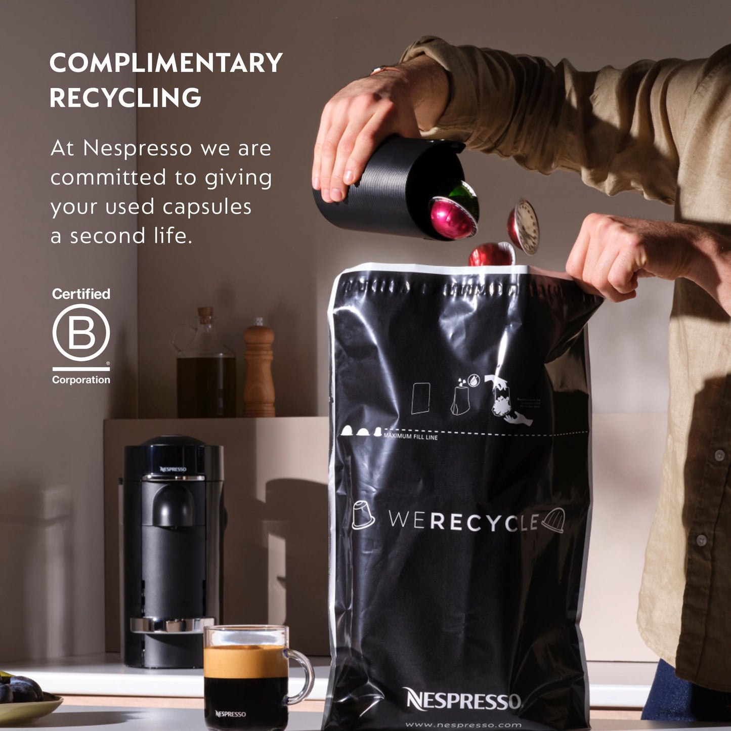 Nespresso Vertuo Pop+ Deluxe Coffee and Espresso Maker by Breville with Milk Frother, Matte Black Gold