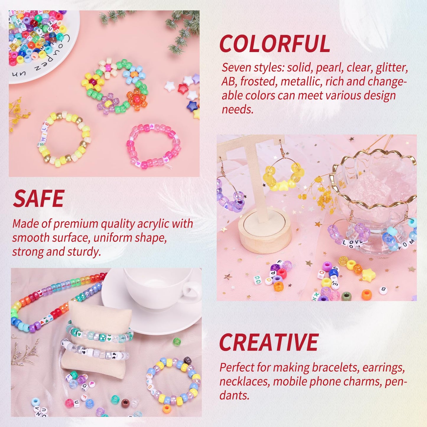 Bracelet Making Kit 96 Colors Pony Beads 3300pcs Friendship Bracelet Kit Rainbow Kandi Beads with Letter and Heart Beads Elastic Threads for Kids Adults Keychain Jewelry Necklace Making