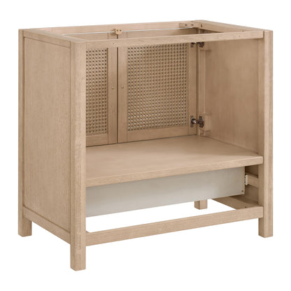 Alaterre Furniture Lucca Bathroom Vanity - Freestanding Cabinet Without Sink - 36 Inch Wood Bathroom Vanity with Large Drawer and Soft-Close Doors - Under Sink Cabinet Only (Natural)