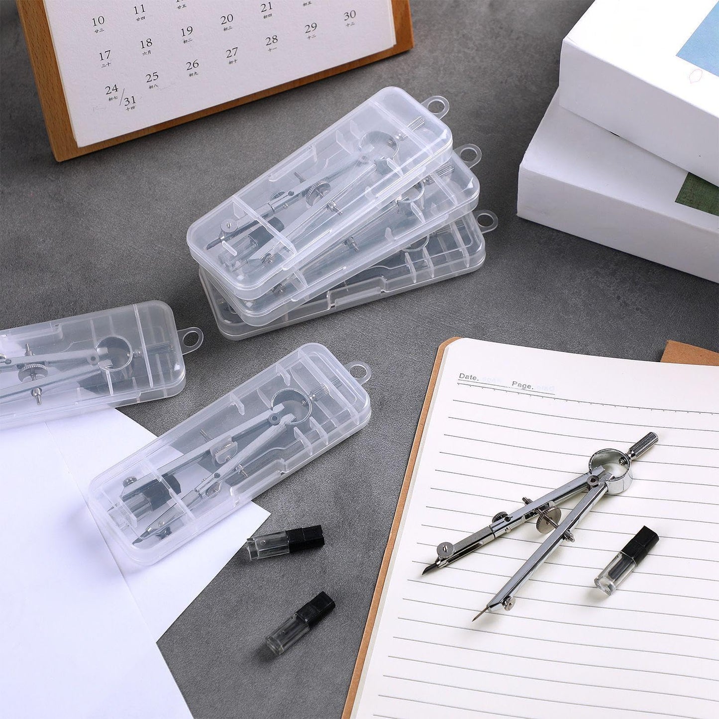 Zonon 12 Pcs Compass for Geometry Compass Bulk for Classroom Math Students Protractor for Art Compass Precision Tool with Pencil Back to School Supply for Office Art Drafting Drawing Wood Working