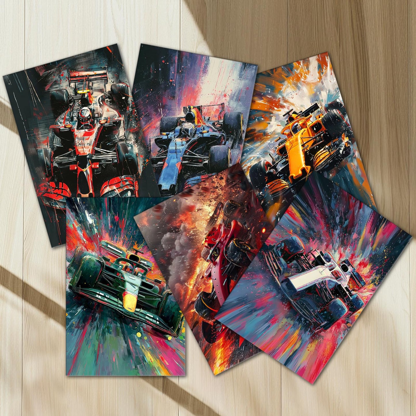 Aihonmin Racing Cars Cross 6 Pack Paint by Numbers for Adults Beginner Graffiti Racing Oil Painting Kits on Canvas with Brushes Acrylic Painting DIY Paintwork Home Decor Gifts 8x11.8 Inch (Frameless)