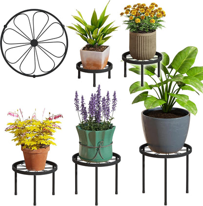 5 Pack Metal Plant Stand Indoor Outdoor Heavy Duty Plant Stands Anti-Rust Iron Flower Pot Stands,Flower Pot Stand Plant