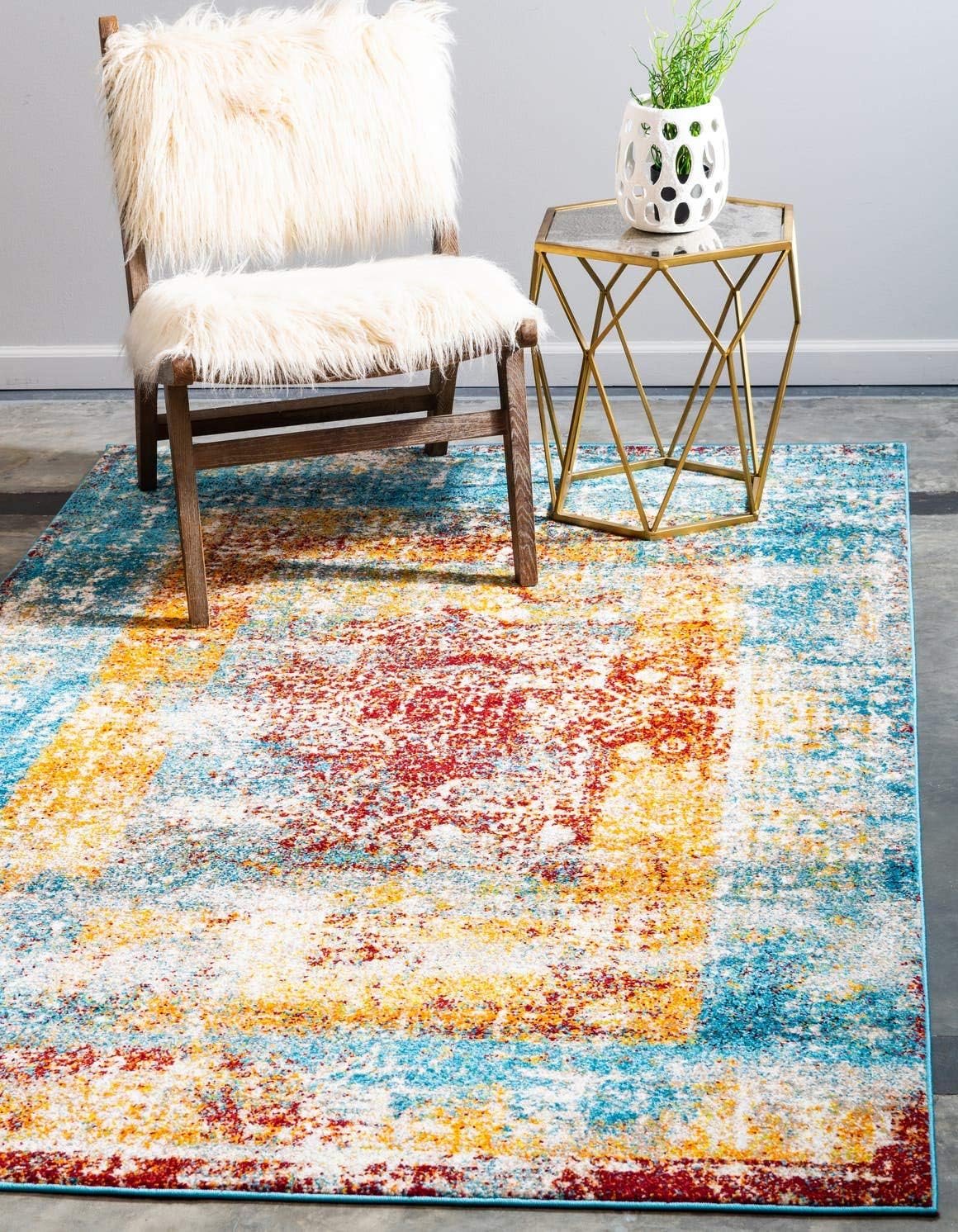Unique Loom Rosso Collection Traditional Medallion Distressed Bohemian Vintage Southwestern Area Rug, 2 ft x 3 ft,