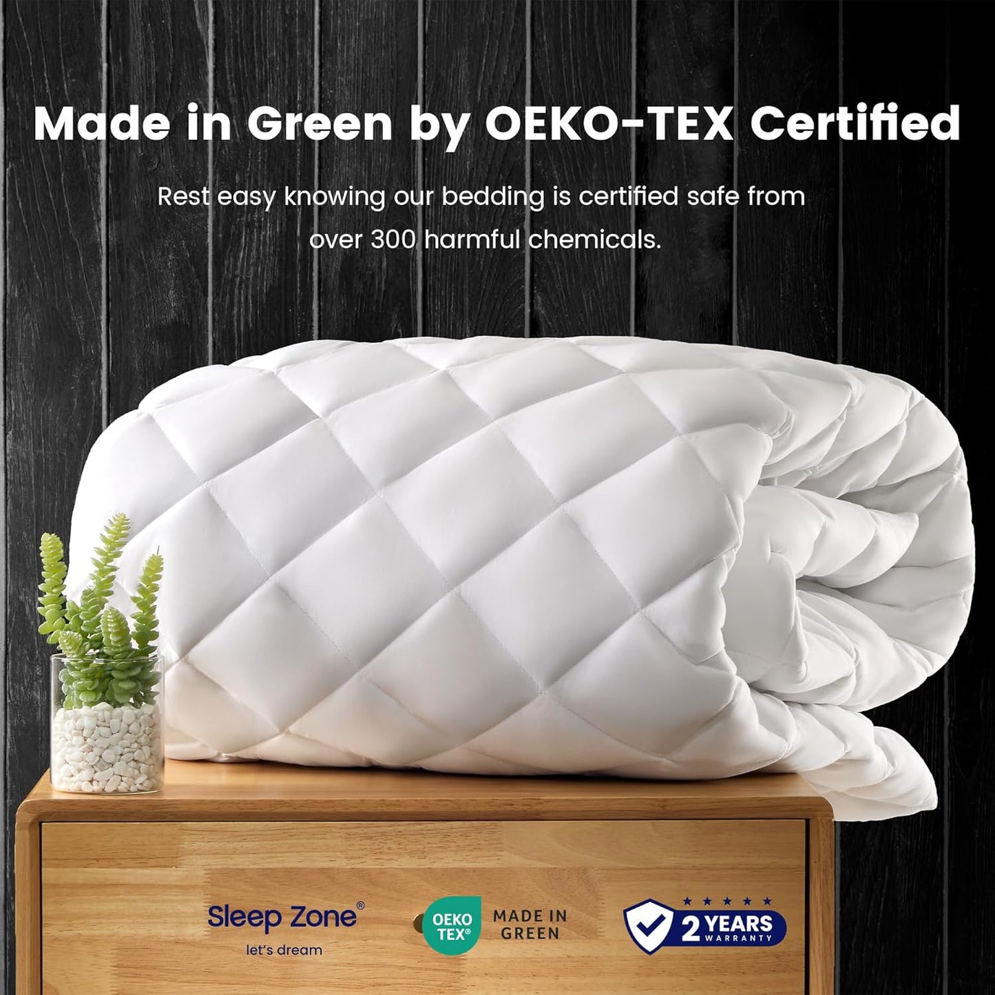 21" 54x75) SLEEP ZONE Flat Mattress Cover Full Size, Non Slip Quilted Fitted Mattress Pad, Noiseless Mattress Protector