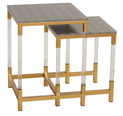 Cortesi Home Annidarsi Square Nesting Tables with Clear Acrylic Legs, Gold