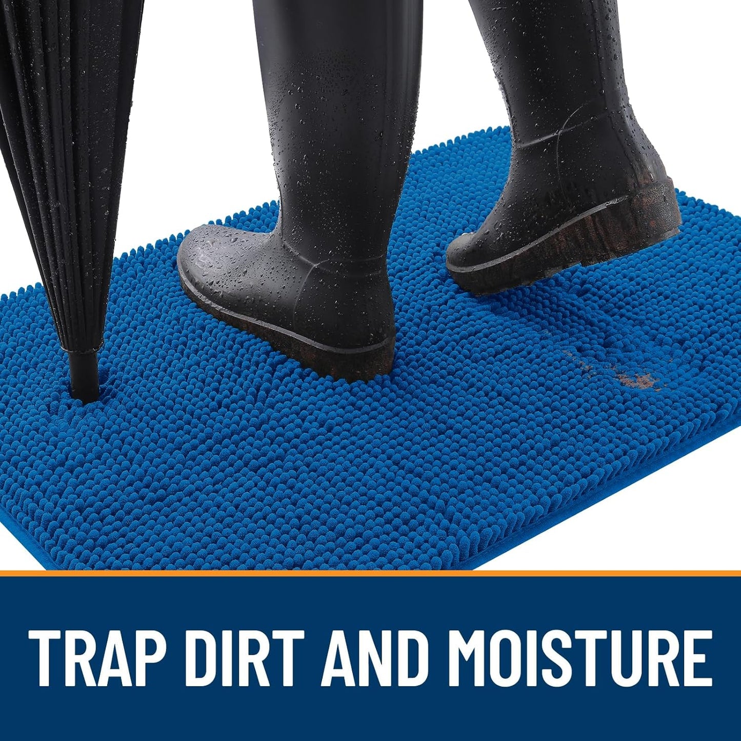 OLANLY Dog Door Mat - Absorbent Non-Slip Mud Mat for Indoor Use | 54x24 Deep Navy Blue