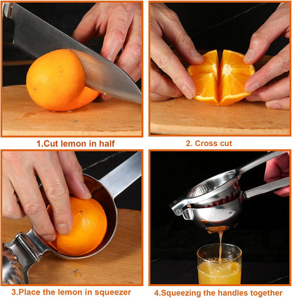 TEZZ Upgraded Extra Large Lemon Squeezer, Heavy Duty Handheld Orange Juicer, Stainless Steel Citrus Press
