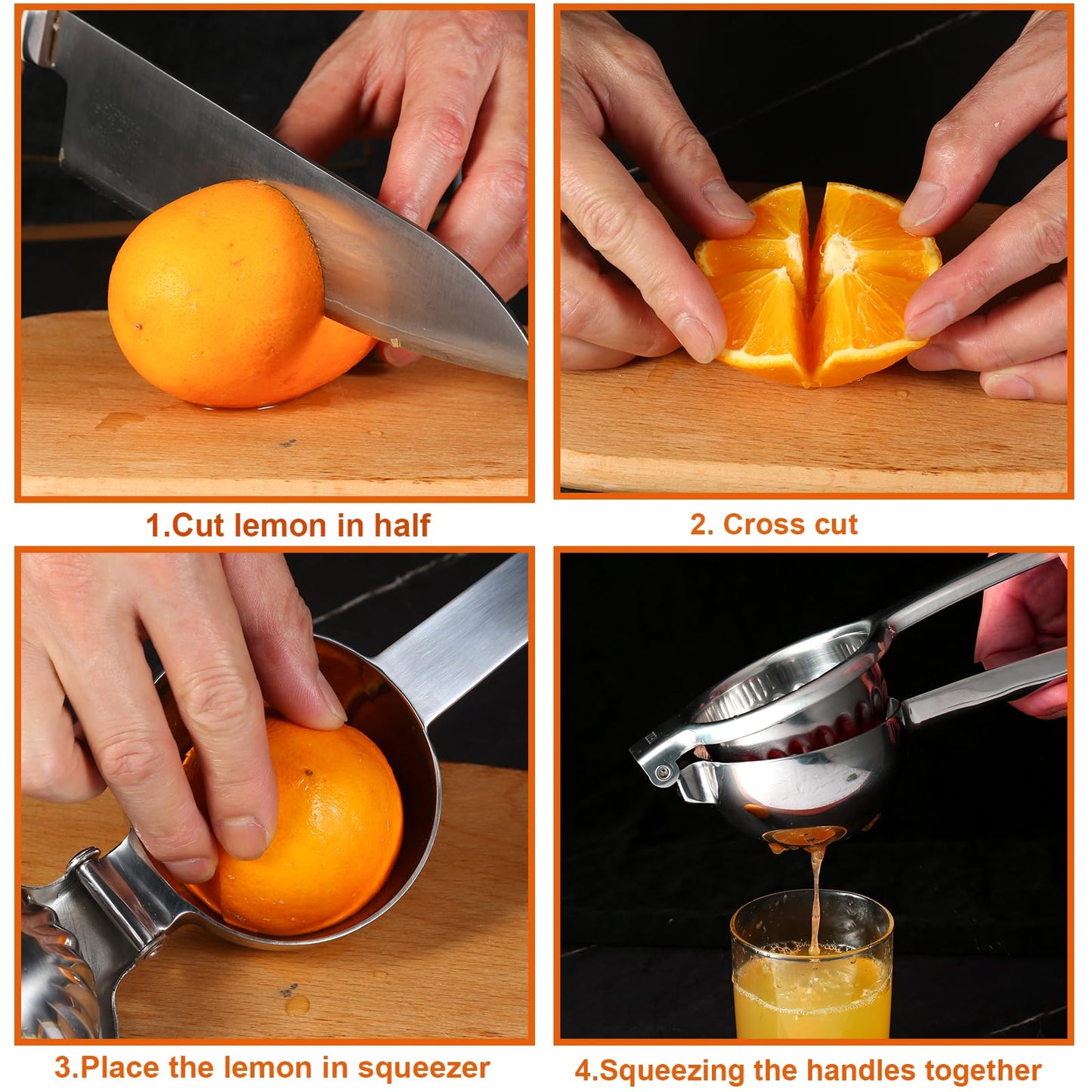 TEZZ Upgrated Extra Large Lemon Squeezer, Heavy Duty Handhelp Orange Juicer with 3.47'' extra big Filter Bowl, Stainless Steel Hand Press Citrus Juicer, Lime Squeezer Bar Tool, Manual Citrus Press