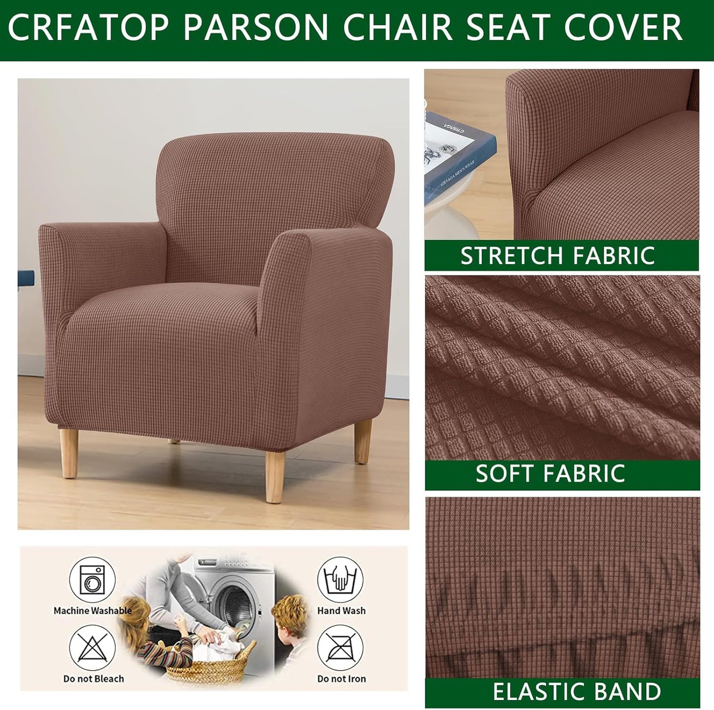 1-Piece CRFATOP Stretch Mid Century Modern Armchair Slipcover Jacquard Accent Chair Covers with Arms Soft Waterproof